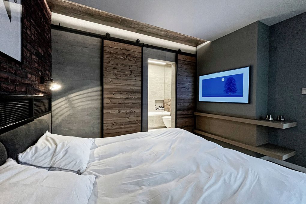 Schiebetüren aus Holz und Metall für industrielle Schlafzimmer, Loft-Schiebetüren für Schlafzimmer-Badezimmer